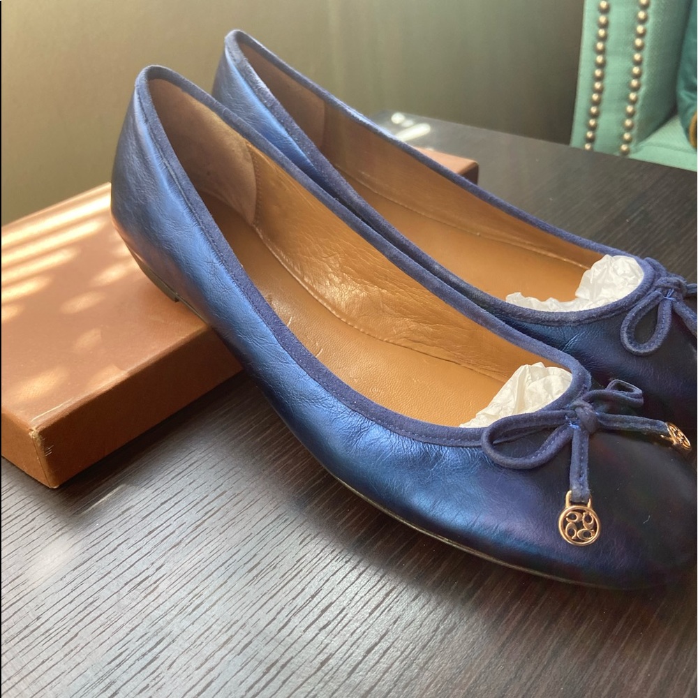 NWOT Coach Ballet Flats, Twilight Blue, Size 8.5